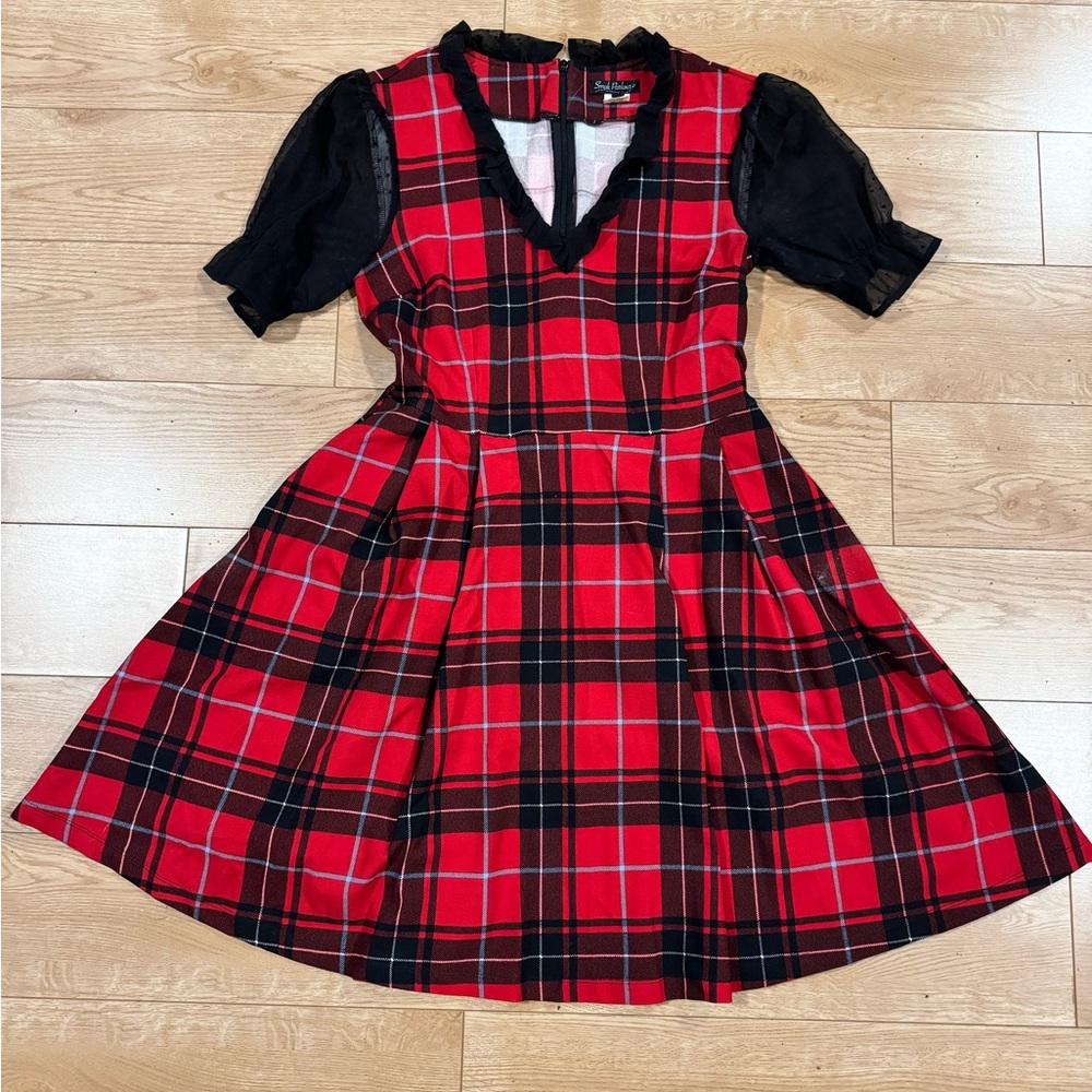 Red and Black Plaid Smak Parlour Dress - Womens M